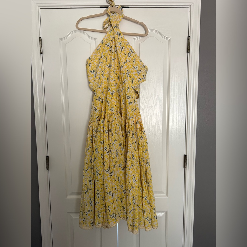 Eddy Krystal Floral Yellow Halter Dress - Picture 3 of 8